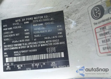 2013 Ford Transit Connect Xlt from USA, damaged, VIN NM0LS7BN5DT140989